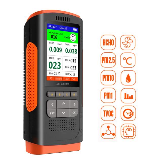 Detector Portátil de Formaldeído e Qualidade do Ar com Monitor PM2.5