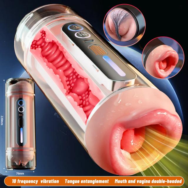 Masturbador Masculino Automático com Canal de Penetração Dupla Boca e Vagina 1 Unidade