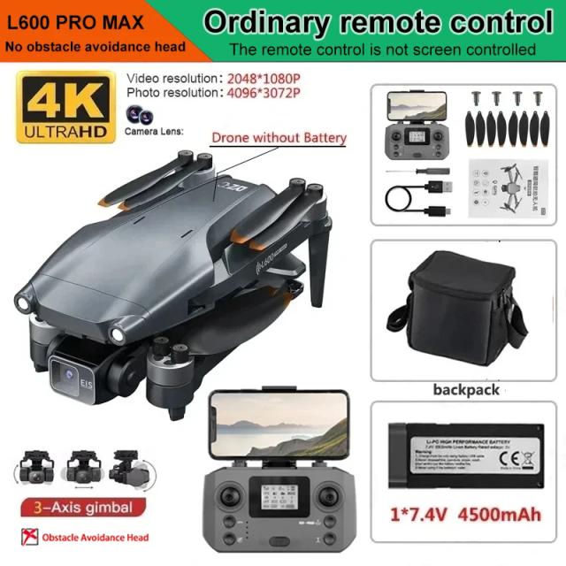 L600 PRO MAX Drone Profissional GPS 4K Gimbal 3 Eixos 5G FPV Evita Obstáculos
