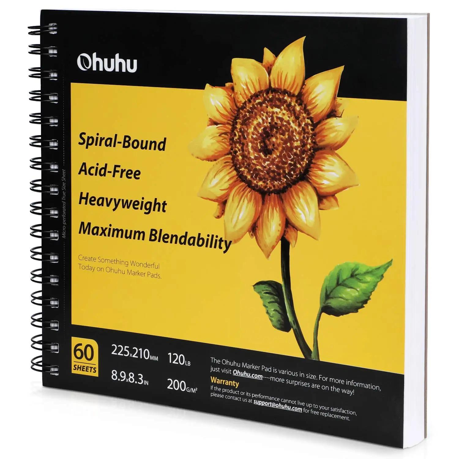 Ohuhu espiral encadernado marcador almofada para marcadores de álcool arte sketchbook aquarela almofada de papel desenho caderno para marcadores presente escolar - Image 1