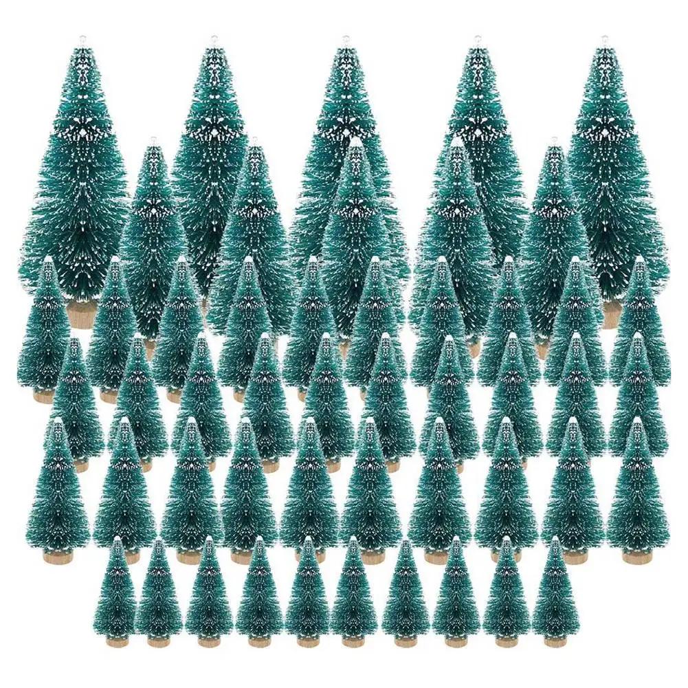 50 pçs árvore de natal artificial em miniatura pequena neve geada árvores pinheiros natal diy decoração artesanato - Image 1