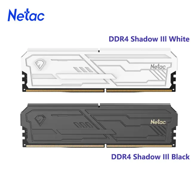 Memória Netac DDR4 Shadow III 3200MHz 3600MHz RAM UDIMM 8GB 16GB 32GB com Dissipador de Calor XMP2.0