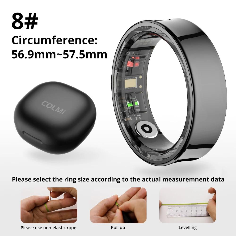 2024 COLMI R09 Anel inteligente para homens e mulheres, monitoramento de frequência cardíaca e oxigênio no sangue, 5ATM e IP68 à prova d'água para Android iOS - Image 1