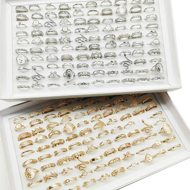 Mix 30 Peças Anéis de Dedo Estilo Pérola Prata Cobra Borboleta Flor Presente
