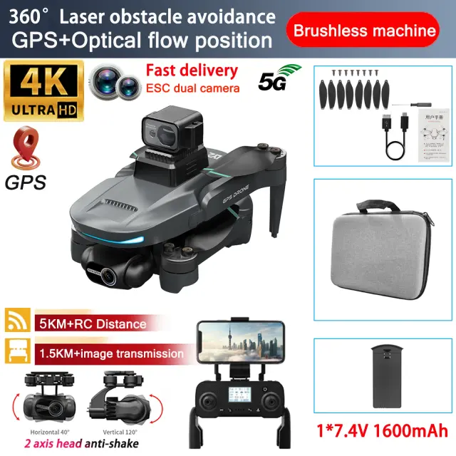 Drone L200 PRO MAX 4K Profissional com Gimbal 2 Eixos e GPS - 5KM