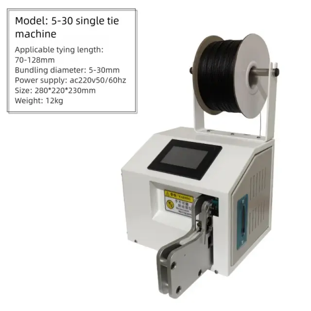 Máquina de Amarração Automática Multifuncional com Tela Sensível ao Toque - Enrolador Profissional de Cabos