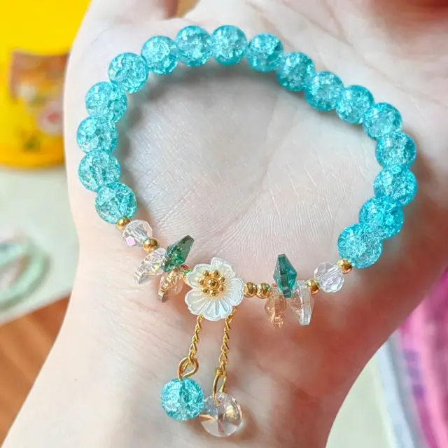 Pulseira de Flor Margarida Doce Coreana Cristal Colorido Corda Elástica Feminina