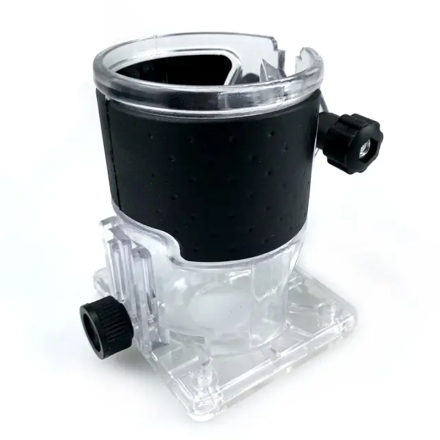 Máquina de Corte para Carpintaria com Base Transparente Ajustável para Aparar