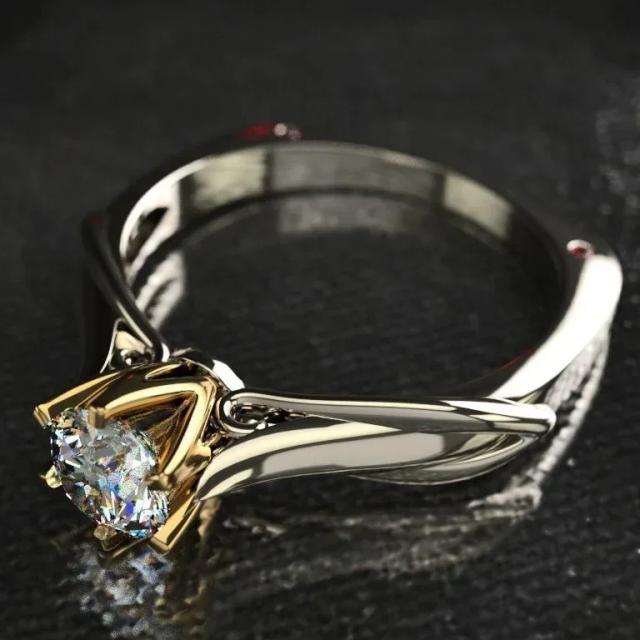 Anel de Moissanite Ouro 18K Puro Joia de Casamento e Noivado Feminina 1 Quilate