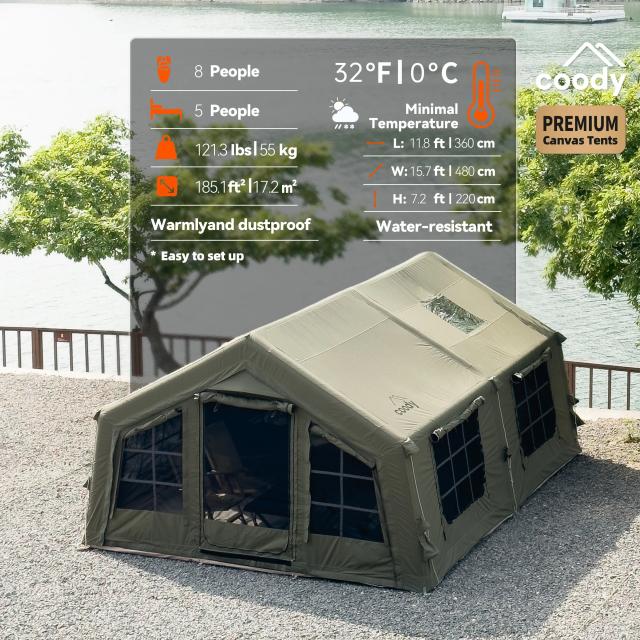 Coody Familia 17.2 Tenda Inflável Bege para 5-8 Pessoas com Proteção UV