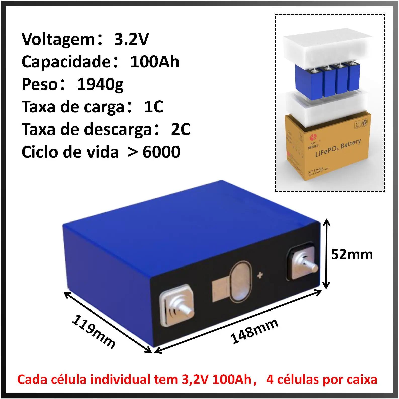 Pacote de Bateria LiFePO4 12V 24V 48V 100Ah 300Ah e Célula de Bateria de Lítio 3.2V 100Ah/280Ah | Entrega Rápida para Sistema de Energia Solar/Fora da Rede/Caravana/Residencial - Image 1