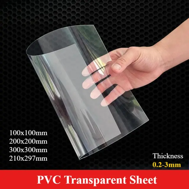 Placa de Plástico Transparente em PVC PET/PC 100x100 200x200 300x300 210x297 A4 A3 Espessura 0.2 0.8 2 3 4mm para Artesanato DIY