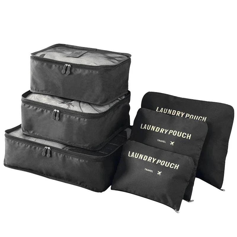 6/8 pçs conjunto saco de viagem organizador roupas bagagem organizador de viagem cobertor sapatos organizadores saco mala bolsa cubos de embalagem - Image 1