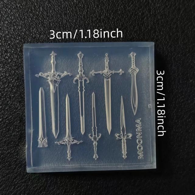 Molde de Silicone 3D para Nail Art: Espada, Lua, Borboleta e Cruz – Ferramenta Essencial para Artistas de Unhas