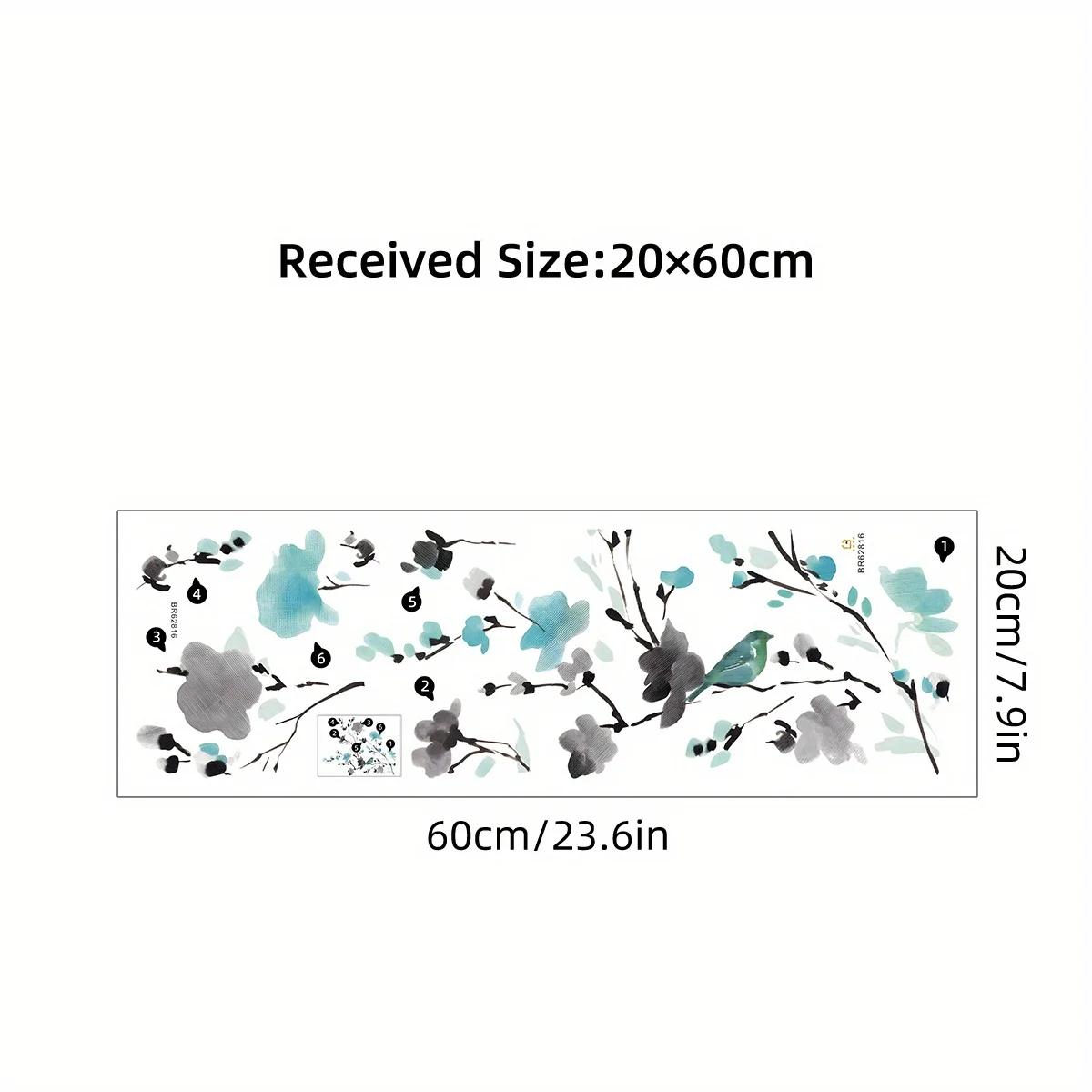 Pintura a tinta aquarela flor azul ramo de pássaro adesivos de parede removíveis para quarto sala de estar porta decoração decalques de parede - Image 1
