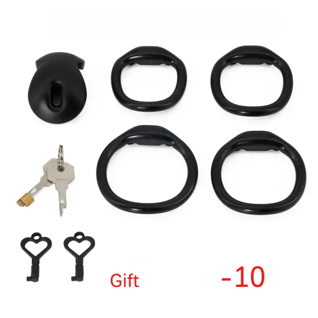 Cadeado de Castidade Masculino com 4 Anéis de Tamanho Variado, Dispositivo de Castidade Positivo/Negativo, Cadeado Sissy CB, Bondage Peniano, Cadeado de Castidade SM, Brinquedos Sexuais para Homens