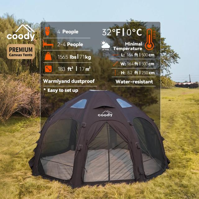 Tenda Coody Dome Air Tenda de Camping Bege para Atividades ao Ar Livre
