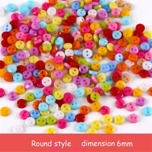 100 Peças Botões Pequenos Duplos 6mm 15 Cores Mini Botões para Roupas de Boneca e Bebê