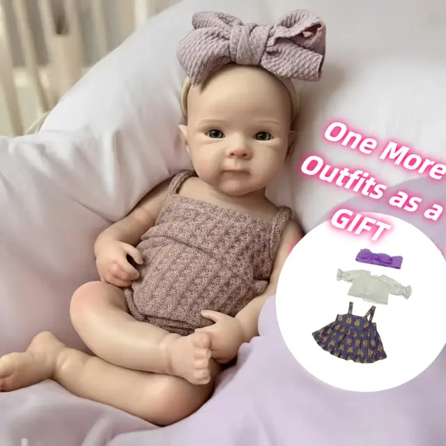 Boneca Reborn Bettie Silicone 13 Polegadas com 2 Roupas