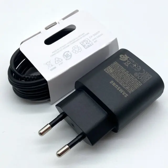 Carregador Samsung 25W Super Rápido USB-C para Galaxy S24 S23 S22 S21 S20 A54 A34 Z Flip Fold 5 6 4