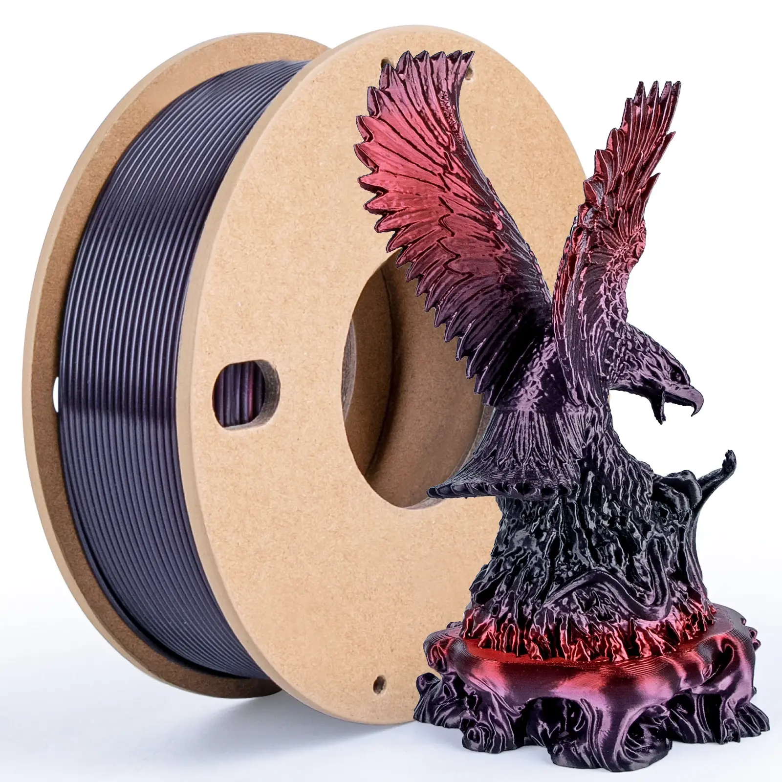 250g Filamento PLA Arco-Íris Seda 1.75mm - PLA Brilhante Degradê para Impressora 3D - Compatível com Maioria das Impressoras (Preto/Vermelho/Roxo) - Image 1