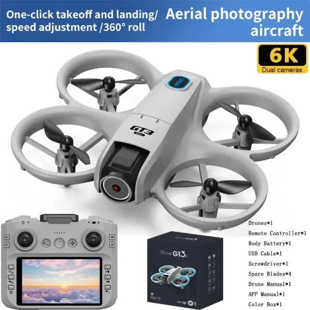 GT3 Mini Drone com Câmeras Duplas HD 4K/8K, GPS, Motores Brushless, Evitação de Obstáculos, 490g