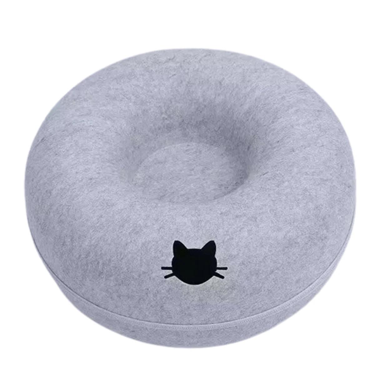 Interativo redondo pequeno gato túnel ninho de feltro gatinhos cama casa scratcher gato donut dormir brinquedo para animais de estimação para gatos - Image 1