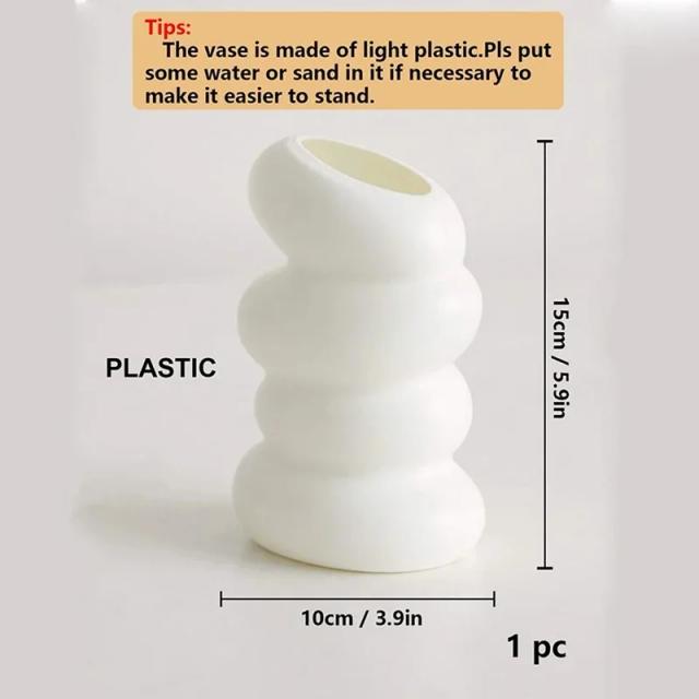 Vaso branco espiral de plástico criativo para arranjo de flores decoração de casa 1 peça