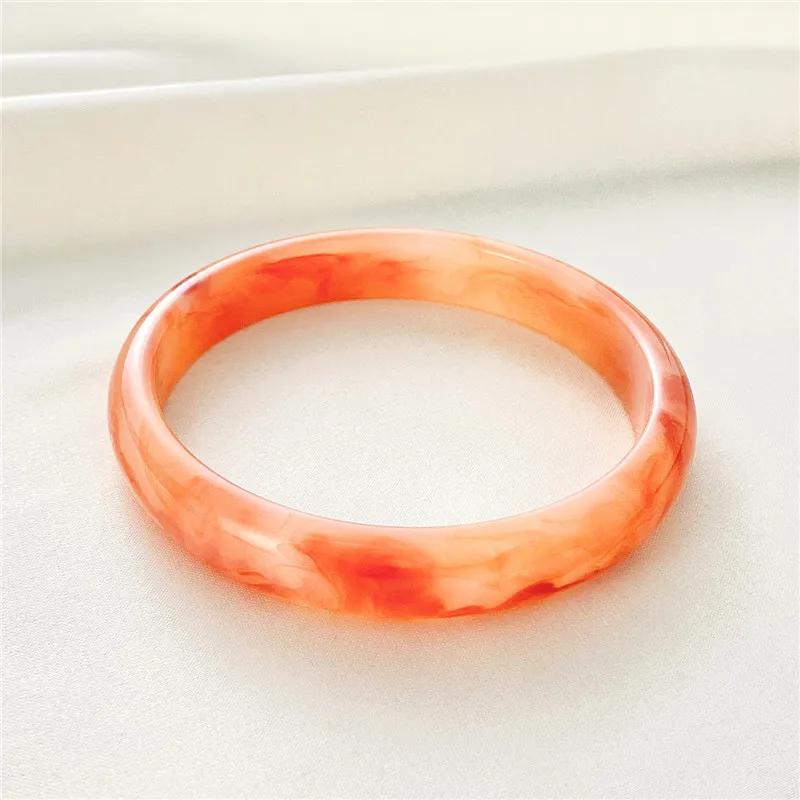 Pulseira de Jade Imitação para Mulheres, Semi-Transparente, Multicolorida, Redonda, Retro, Acrílica, Personalidade, Boudoir, Pulseira de Jade, Jóias da Moda - Image 1