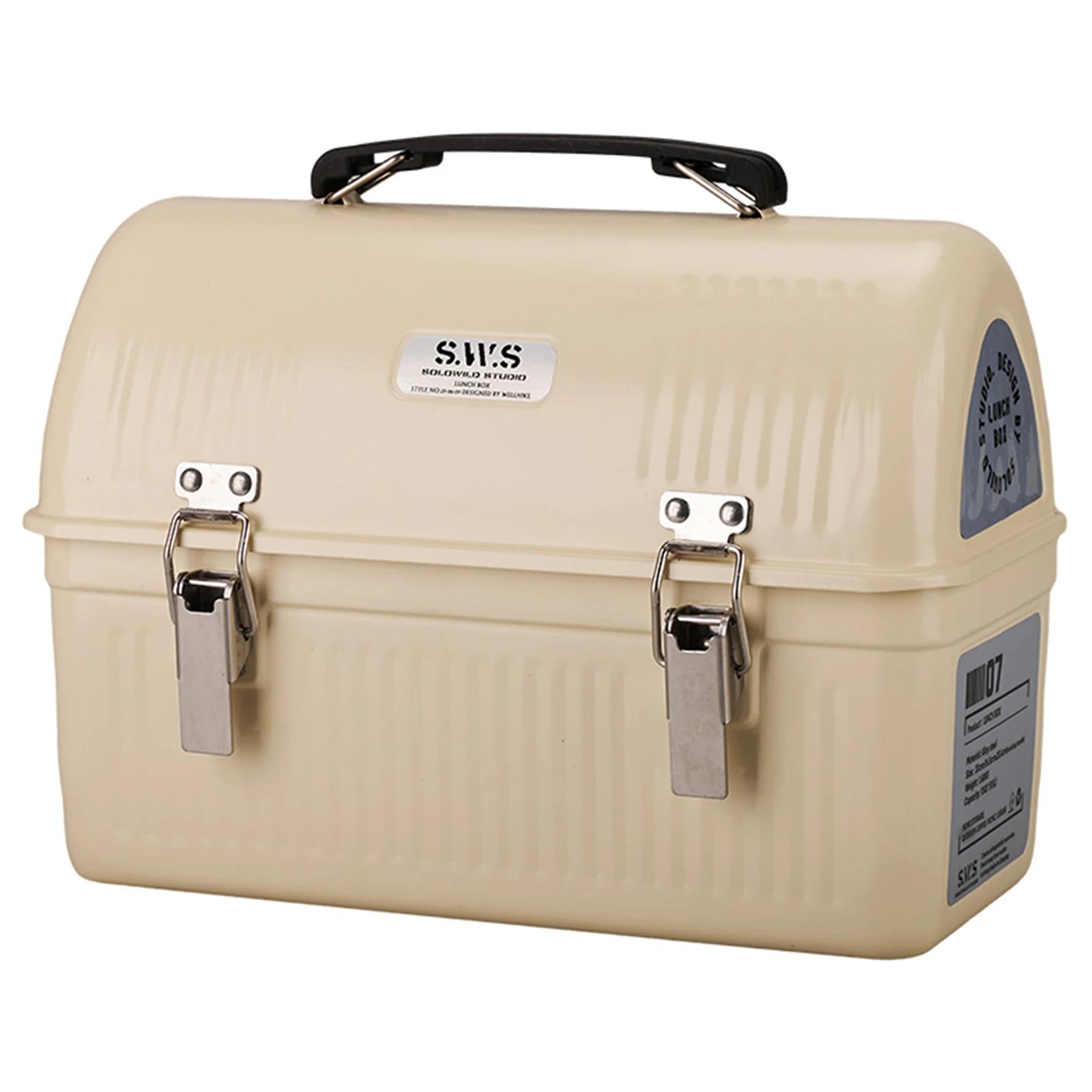 Caixa de armazenamento de 9,5l com alça e trava, lancheira de metal vintage, acampamento ao ar livre, piquenique, lancheira portátil, kit de ferramentas de fabricação de café - Image 1