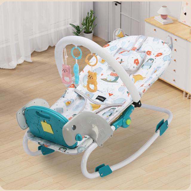 Cadeira de Balanço 2 em 1 para Bebê - Ajuste 4 Níveis e Música - 0-12 Meses