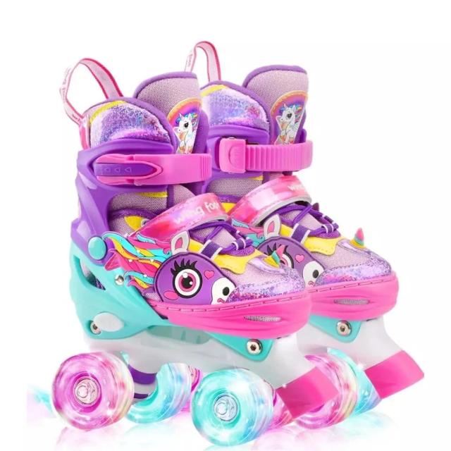Patins Infantil Unicórnio Ajustável com Rodas de LED