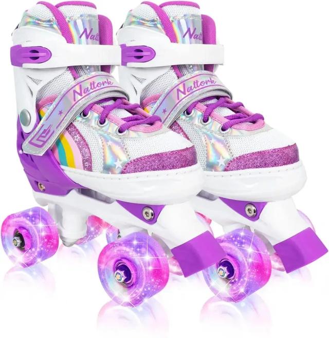 Patins Infantil Quad Ajustável com Rodas LED