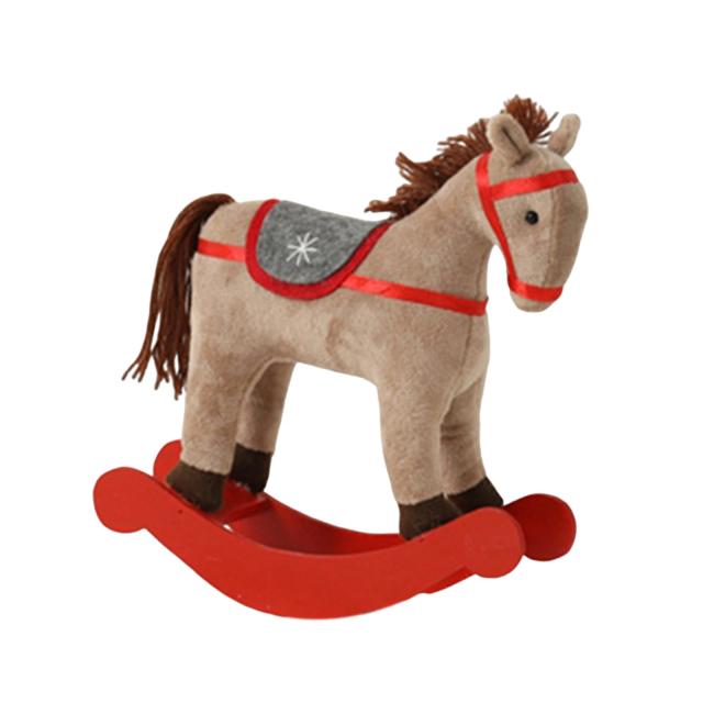 Cavalo de Balanço Natalino Mini Ornamento 23cm Presente Infantil para Decoração de Mesa Festiva