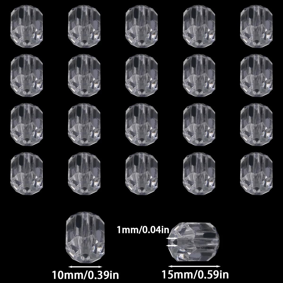 15x10mm contas de cristal acrílico facetadas cilindro transparente espaçador de vidro contas soltas para fazer jóias diy pulseira brincos acessórios - Image 1