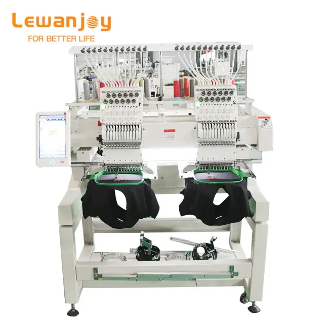 Lewanjoy Máquinas de Bordar Computadorizadas Dahao 1200rpm 2 Cabeças 12/15 Agulhas