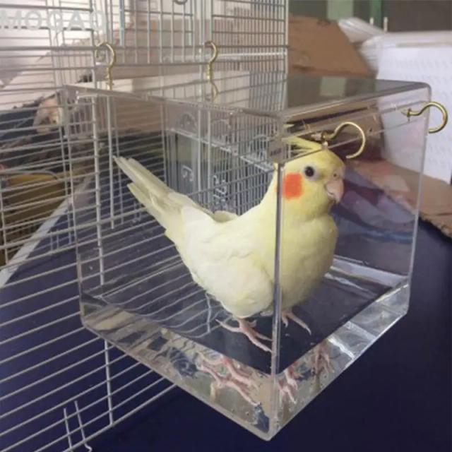 Gaiola de Banho Ajustável para Pássaros com Visão Clara - Acessórios para Papagaios e Animais de Estimação Grande e Pendurada