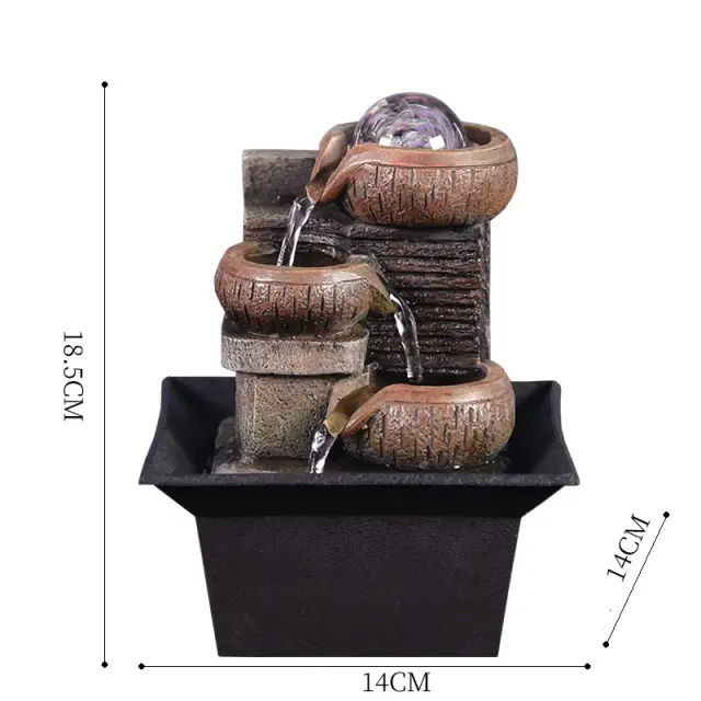 Fonte de Água Portátil Relaxamento Zen Meditação Decoração Casa Resina