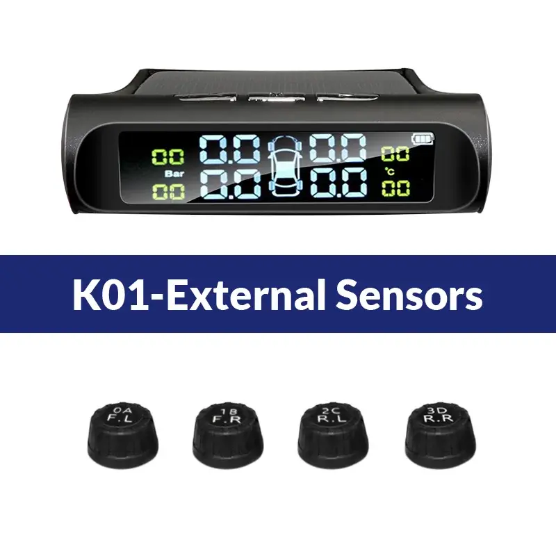 E-ACE energia solar tpms sistema de monitoramento de pressão dos pneus do carro sistemas de alarme de segurança automática aviso de temperatura de pressão dos pneus - Image 1