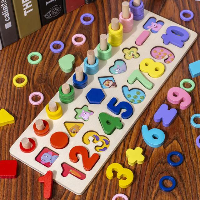 Brinquedo Educativo Montessori Madeira Aritmética Pesca Magnética Forma Digital 3D