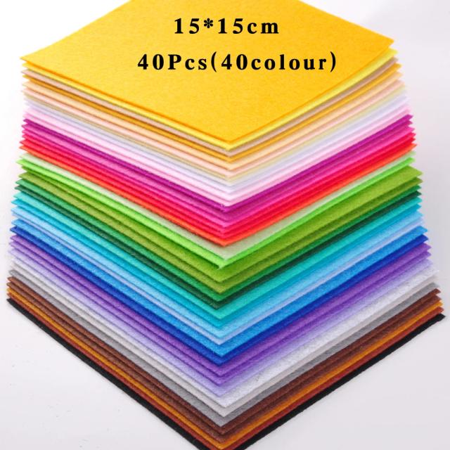 Kit de 40 Fitas de Tecido de Feltro Multicolorido em Poliester - 15x15cm para Costura, Artesanato e Presentes Criativos