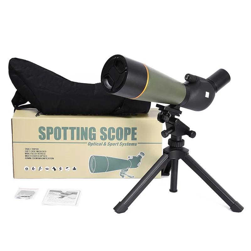 Luneta super 20-60x80 com tripé, hd 80mm, grande, objetivo, óptico, acampamento ao ar livre, observação de pássaros, telescópio monocular - Image 1
