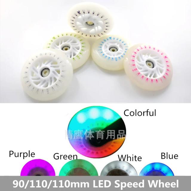 Rodas de Patins LED Speed Skates 90A 100mm 110mm Iluminação LED