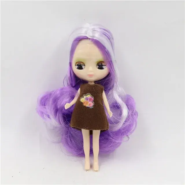 DBS Blyth Mini Boneca 10cm BJD Corpo Normal Presente Anime Menina Brinquedo Vestido Aleatório