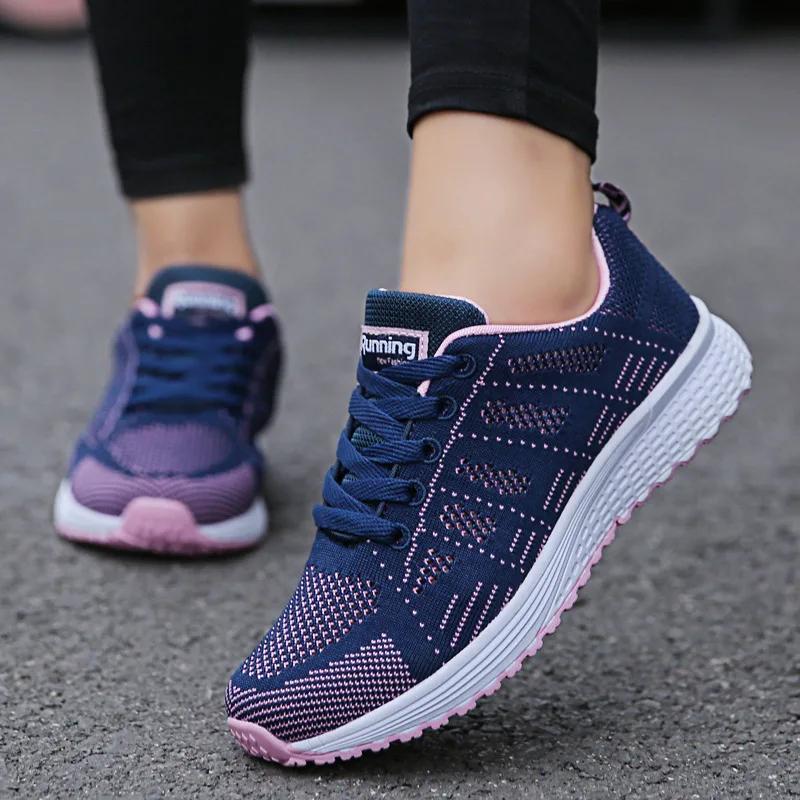Mulheres sapatos casuais moda respirável andando malha sapatos planos mulher tênis branco 2024 tenis feminino sapatos femininos - Image 1
