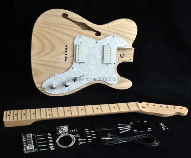 Kit de Guitarra Elétrica Semi-Hollow Ash TL 72 - Corpo Ash, Braço Bege, 21 Trastes
