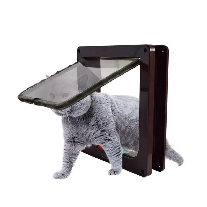 Cão de estimação gato porta 4 vias travamento aleta porta para interior portas exteriores à prova de intempéries pet portas para gatos cães filhote de cachorro pequenos animais - Image 1
