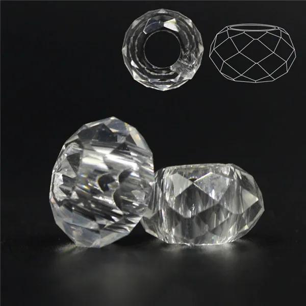 Contas de cristal com furo grande 8x14mm, contas espaçadoras redondas com vidro facetado para pulseiras de enfeite, faça você mesmo atacado a granel - Image 1