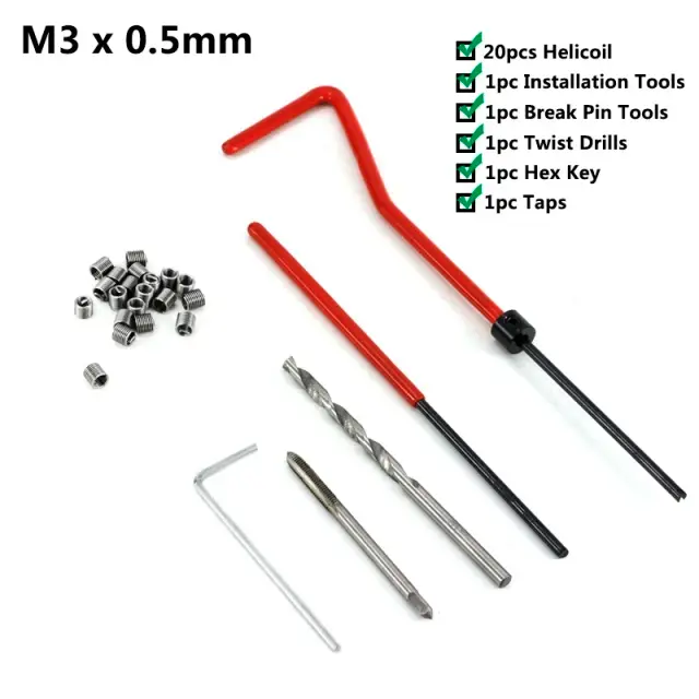 Kit Reparo Rosca 25 Peças M3-M14 Aço Rápido Restaura Fios Danificados