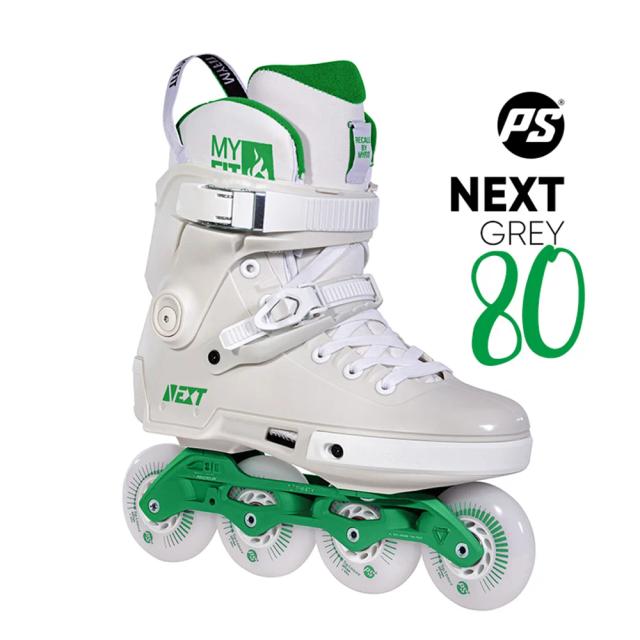 Powerslide NEXT Patins Inline 3x100mm/4x80mm Cinza Verde Corrida Rua